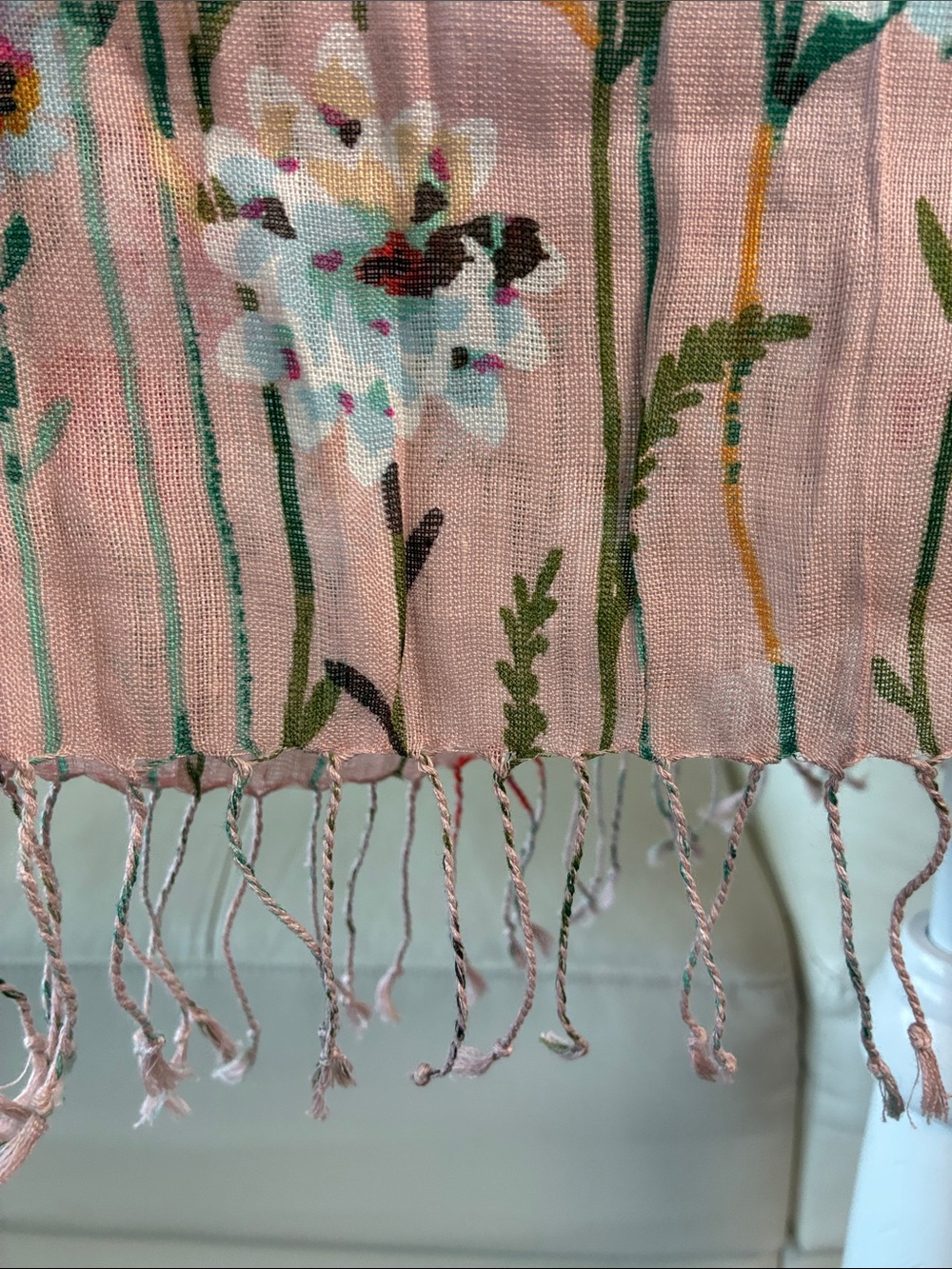 Spartina Floral Light Pink Ombre Shawl with Fringe - Picture 6 of 13